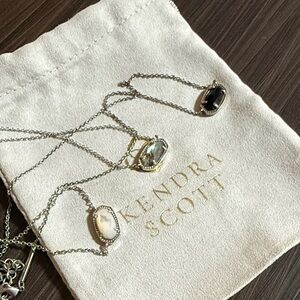 Kendra Scott Silver Necklaces with Black, White, and Green Gems
